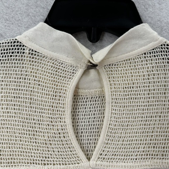 Free People‎ Primrose Top Womens SMALL Cream Ivory Mesh Floral Applique - Picture 9 of 14